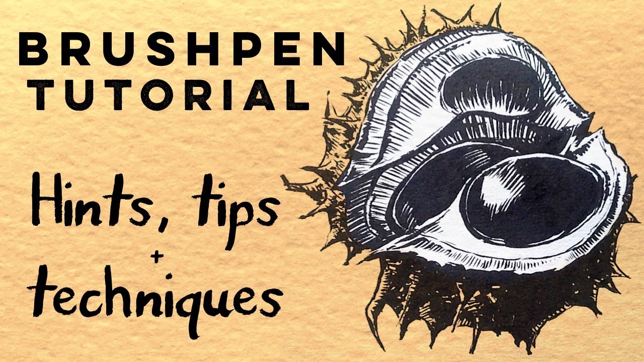 How to use a brush pen NO PENCIL LINES! // Conker ink drawing tutorial
