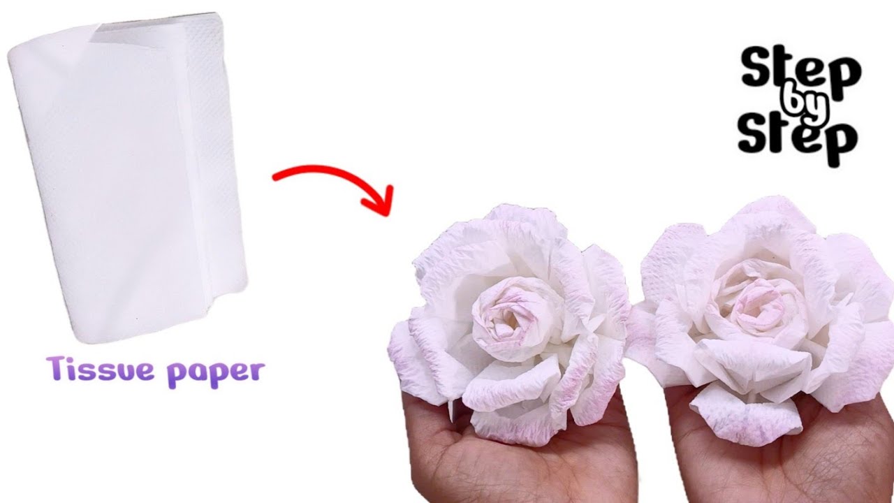 Diy paper Rose with tissue paper|| step by step 🌺