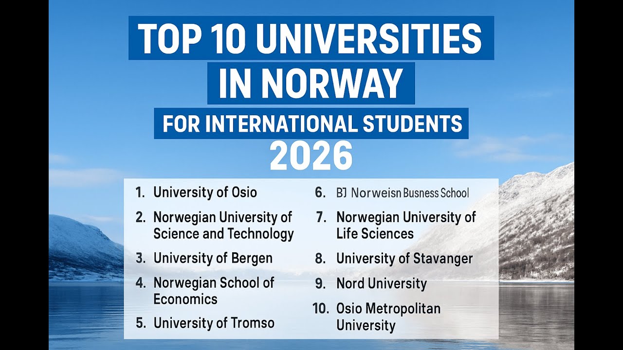 Topp 10 universiteter i Norge for internasjonale studenter 2026 | Studieguide for Norge 2026