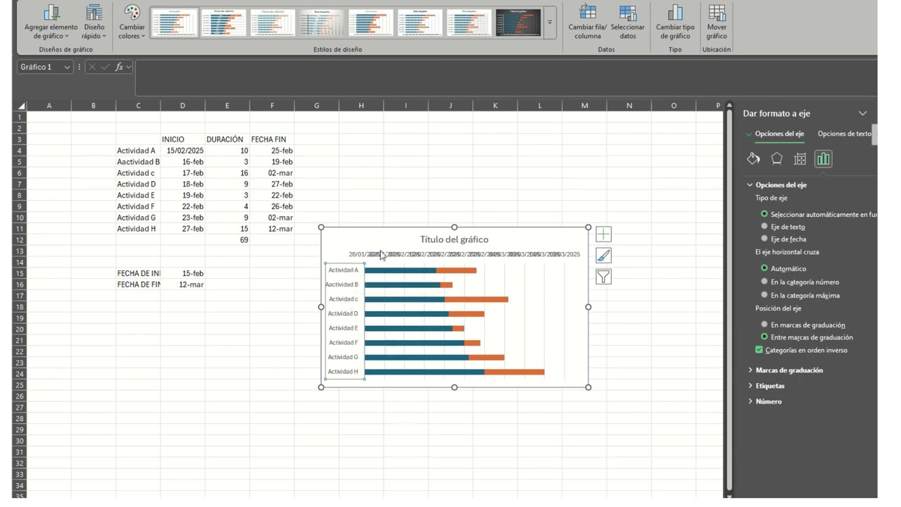 ¿Cómo hacer una gráfica de Gantt con Excel?