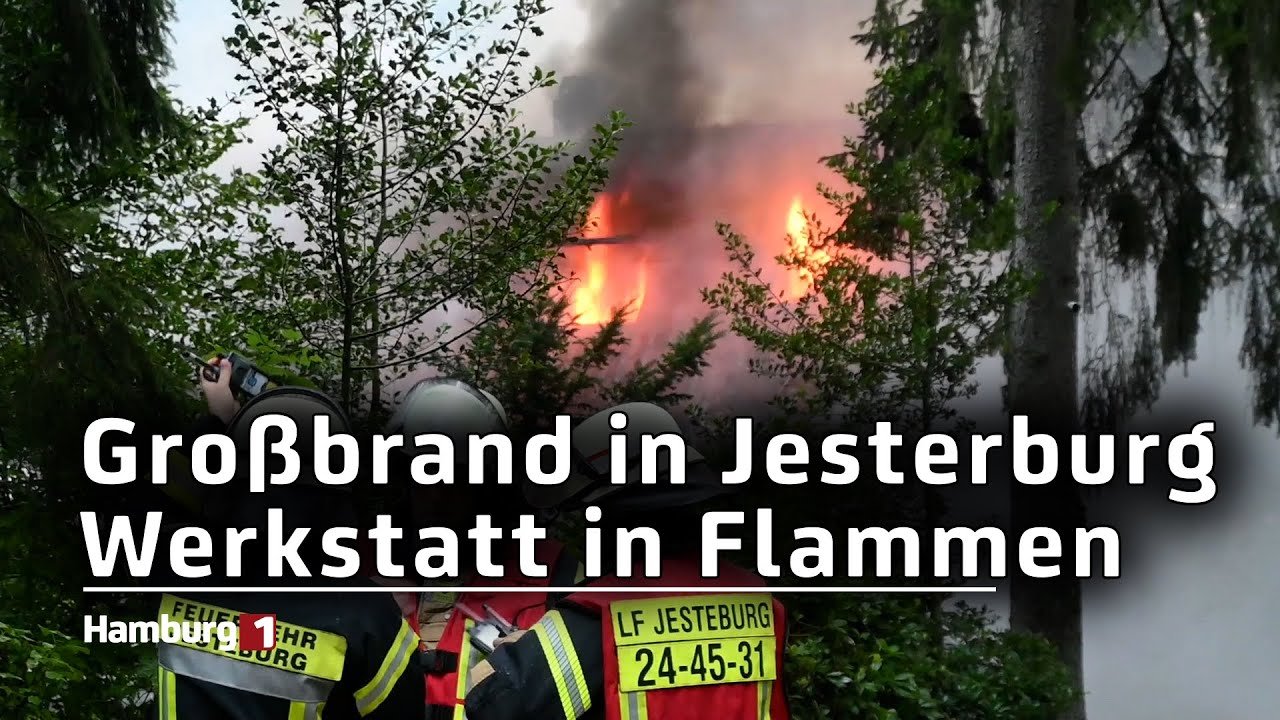 Großeinsatz in Jesteburg - Werkstatt brennt vollständig aus