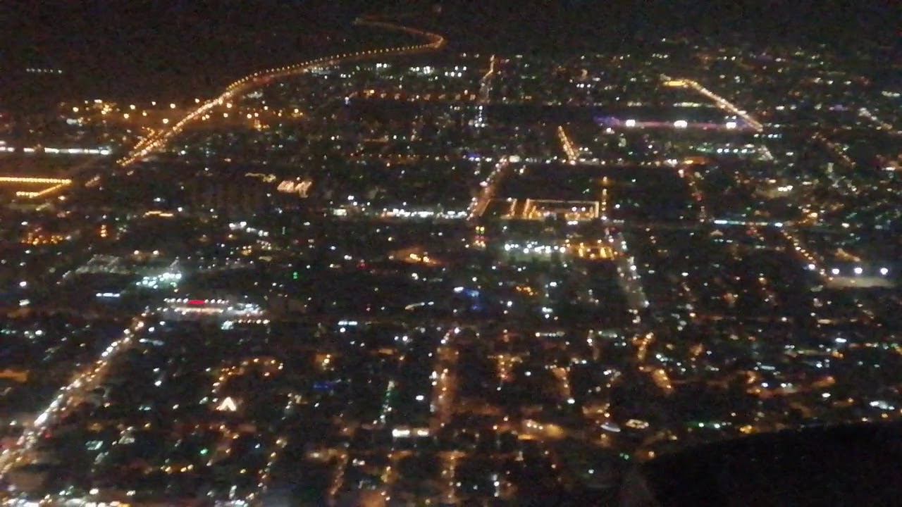 Jeddah Night View - Landing at Jeddah Airport - منظر جدة الليلي - الهبوط في مطار جدة