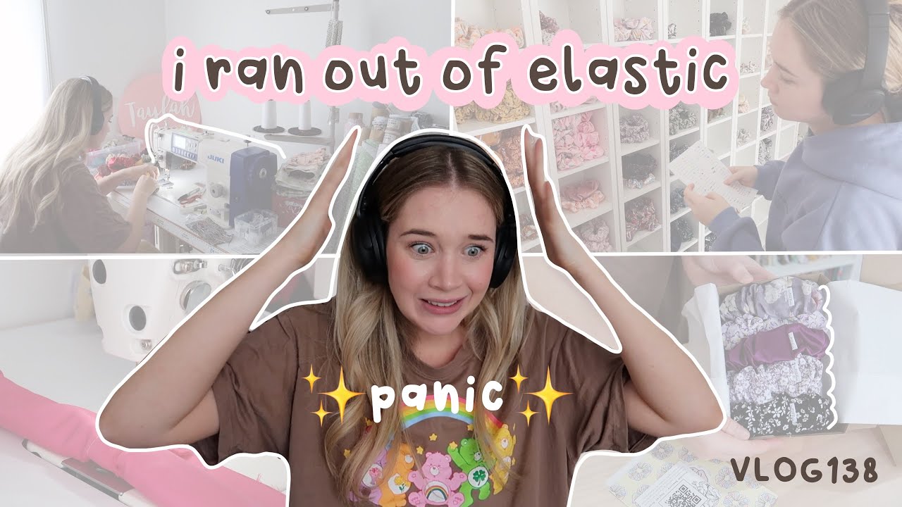 i ran out of elastic *panic mode activated* making and packaging shopify scrunchie orders VLOG138