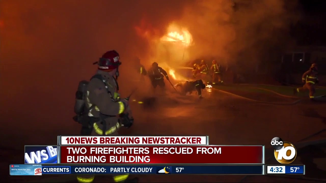 Two firefighters rescued from burning building in El Cajon