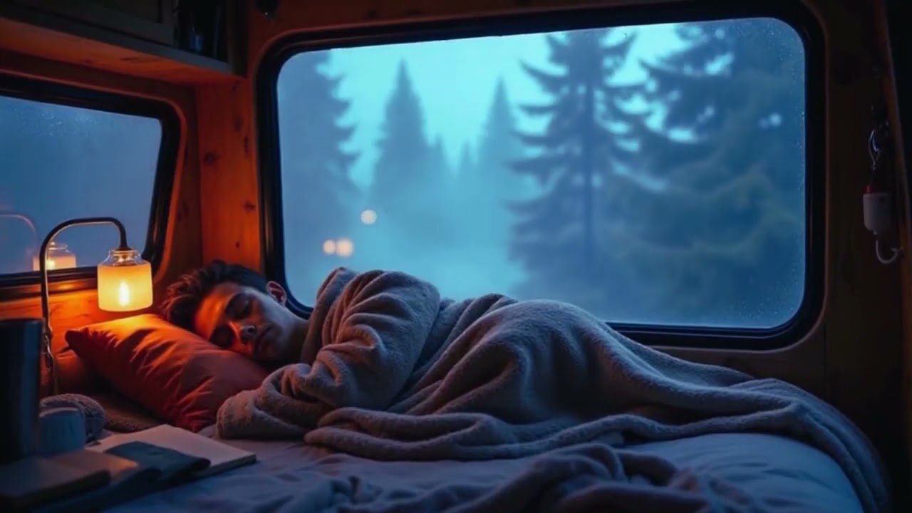 🌧 Cozy Rainstorm in the Car | Thunder, Wind & Trees Swaying | 8 Hours of Sleep Ambience 🚗💤