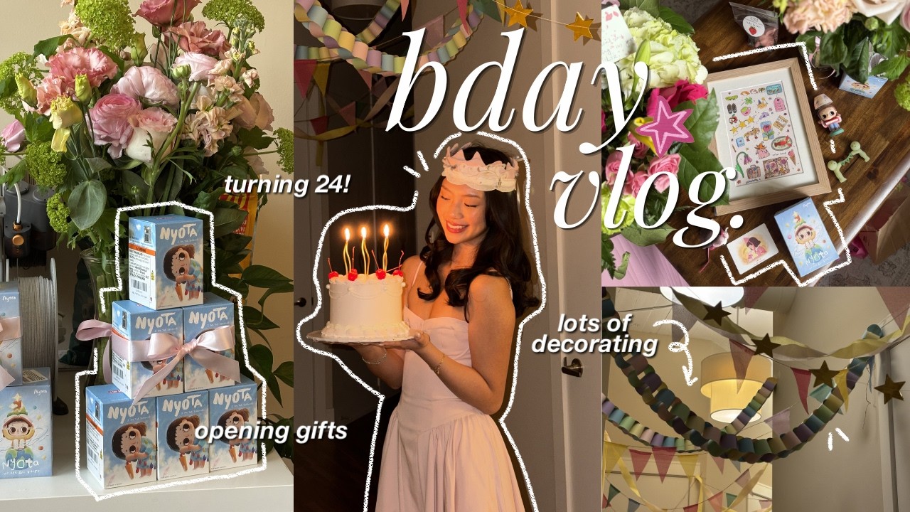 Повседневная жизнь 🍰 Видеоблог о 24-летии, украшение квартиры, распаковка непрозрачных коробок и ...
