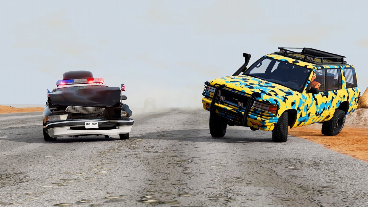 LIMO RAGE! Police Cruiser vs. Civilians in a Desert Chase (BeamNG Drive)