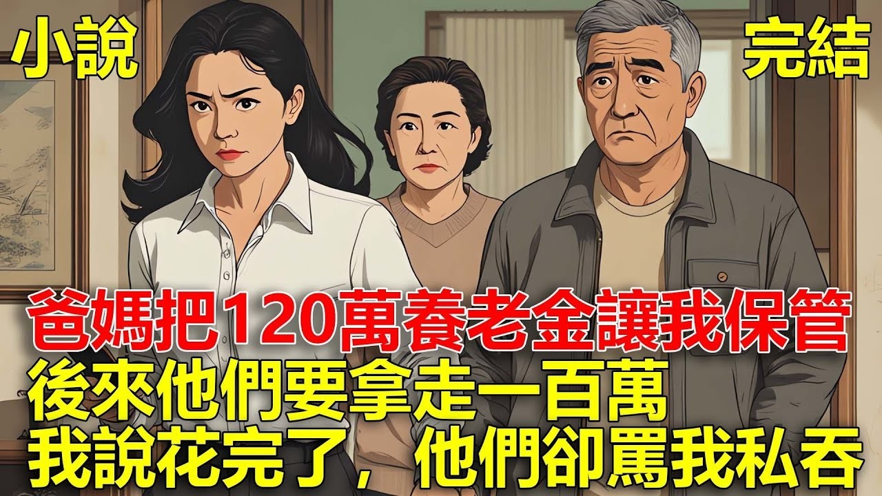 爸媽把養老金放我這裏十年，總金額120萬，我養了他們十年，吃喝住我全包，後來他們要拿走一百萬，我說全花完了，他們卻罵我私吞！