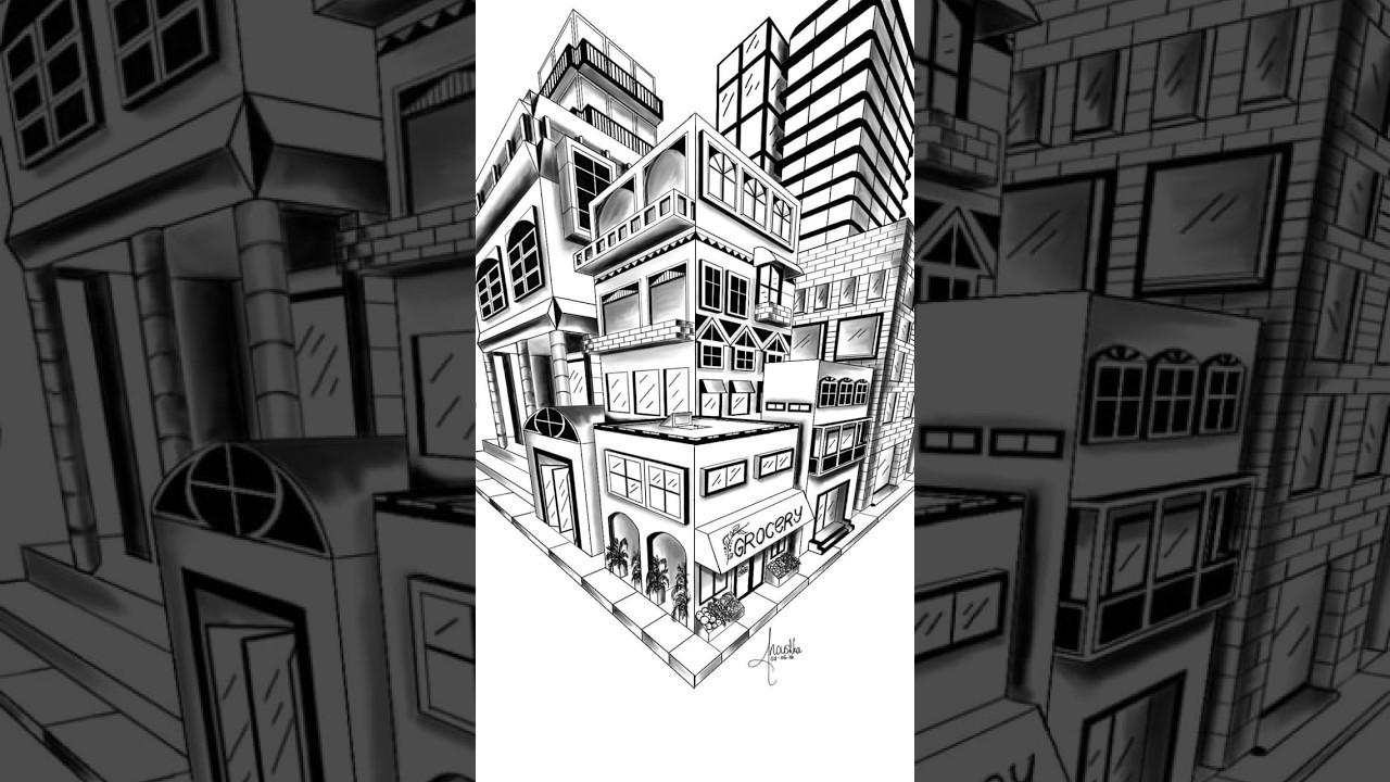 LIVE 3 Point Perspective Drawing | Fine Art Diploma Student Kushal Kumar | Advanced Sketch