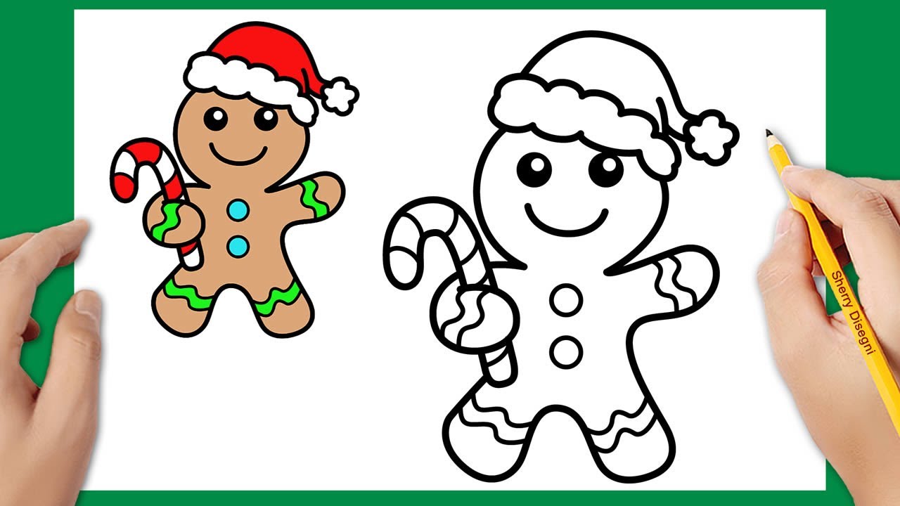 Come disegnare un omino di pan di zenzero | Disegno di Natale