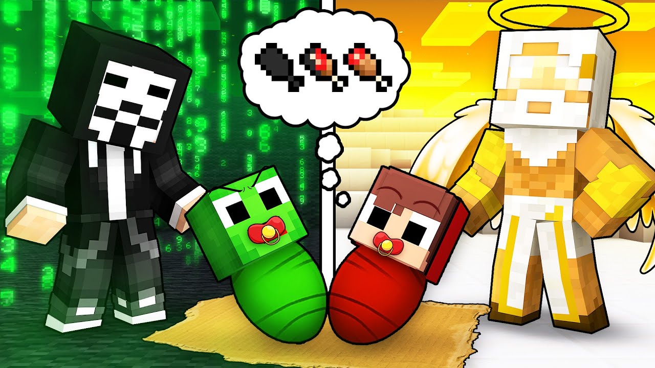 Джей-Джей и Майки усыновлены семьёй БОГА и ХАКЕРА в Minecraft — Maizen