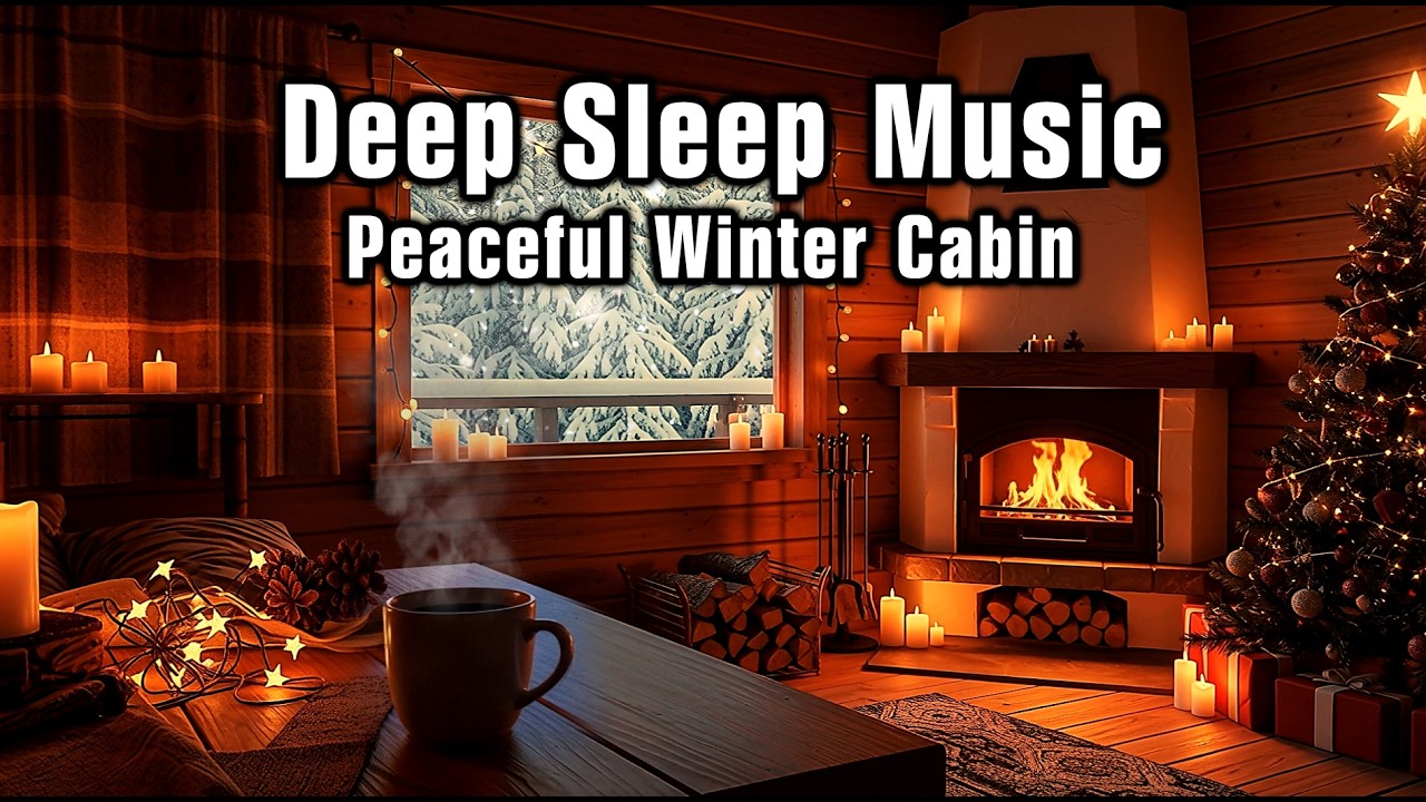 Cozy Cabin Fireplace and Snowy Night ASMR for Relaxation | Winter Ambience for Better Sleep