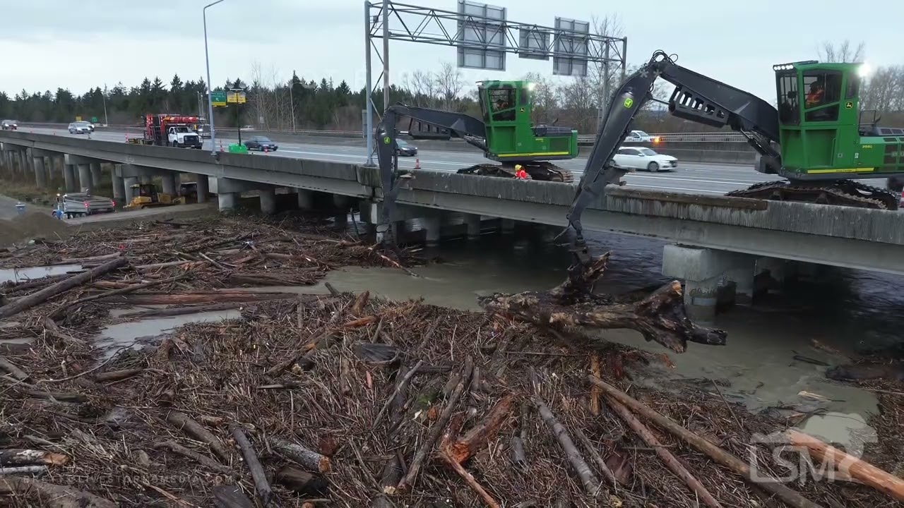 12-11-2025 Lake Stevens, WA - Drone Video of Log Jam Removal in Ebey Slough