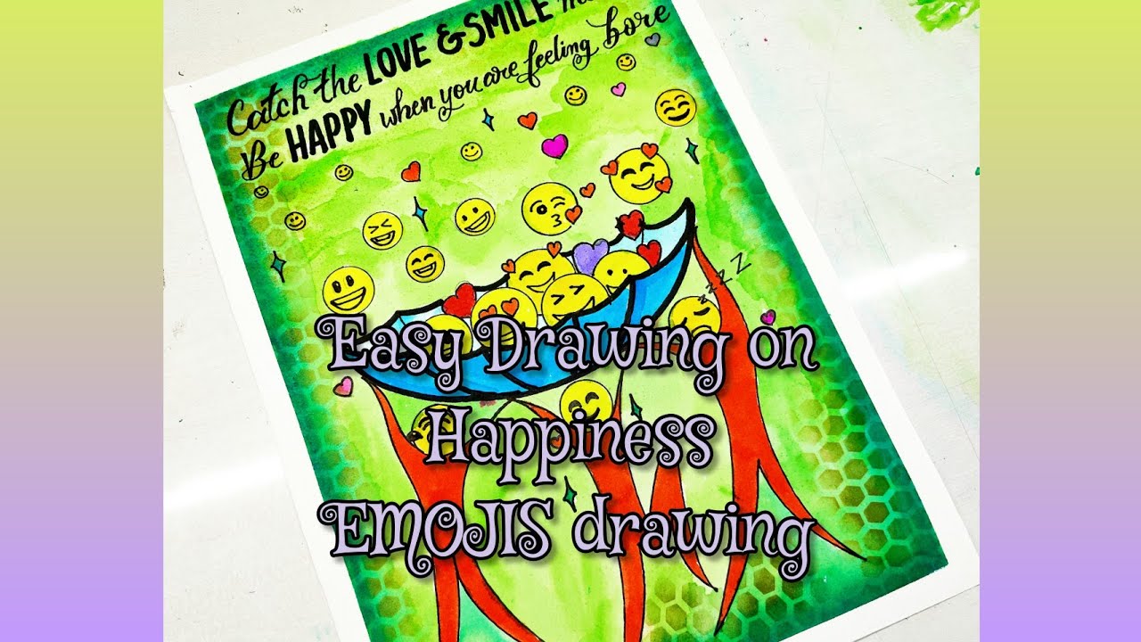 happiness poster drawing easy/happiness drawing/school project happiness poster drawing#happiness