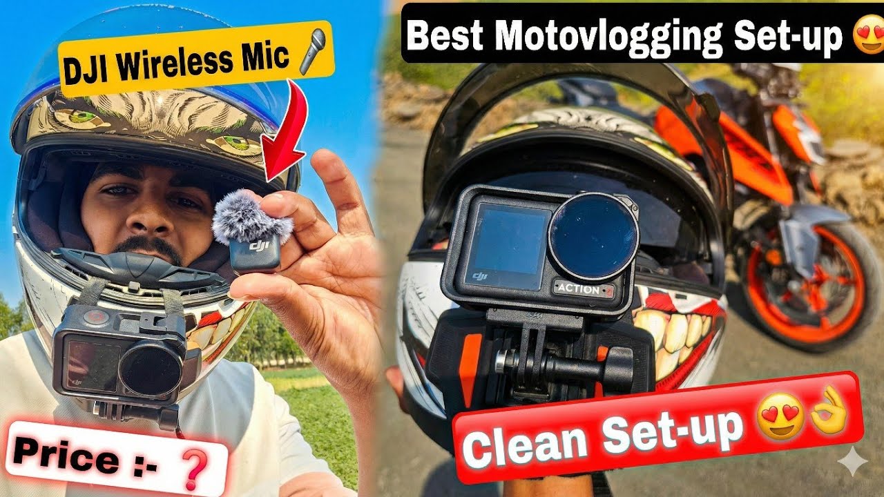 DJI ACTION 4 Best Motovlogging Set-up with Wireless DJI Mic 🎤 || Best Video Quality 😍
