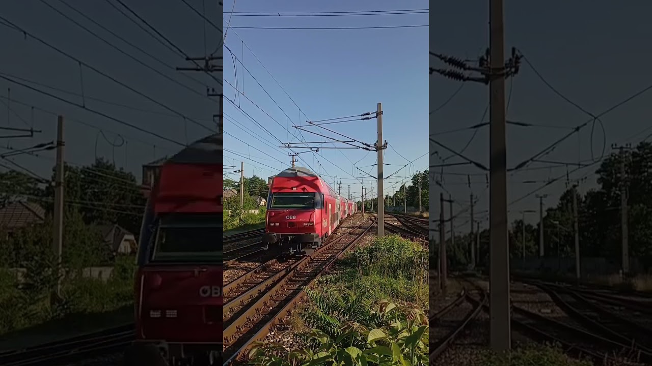 ÖBB Taurus (1116) schiebt City Shuttle Wagen in den Bahnhof Wien Liesing.