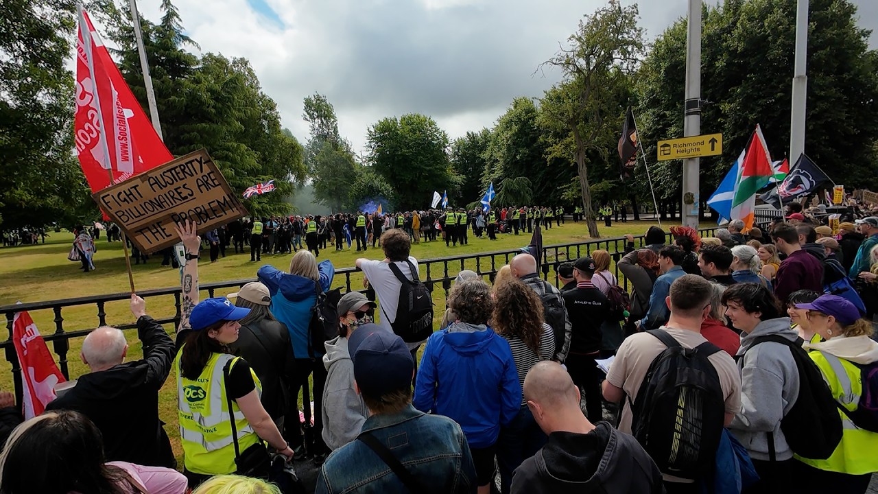 Glasgow Protests Live - anti racists confront far right