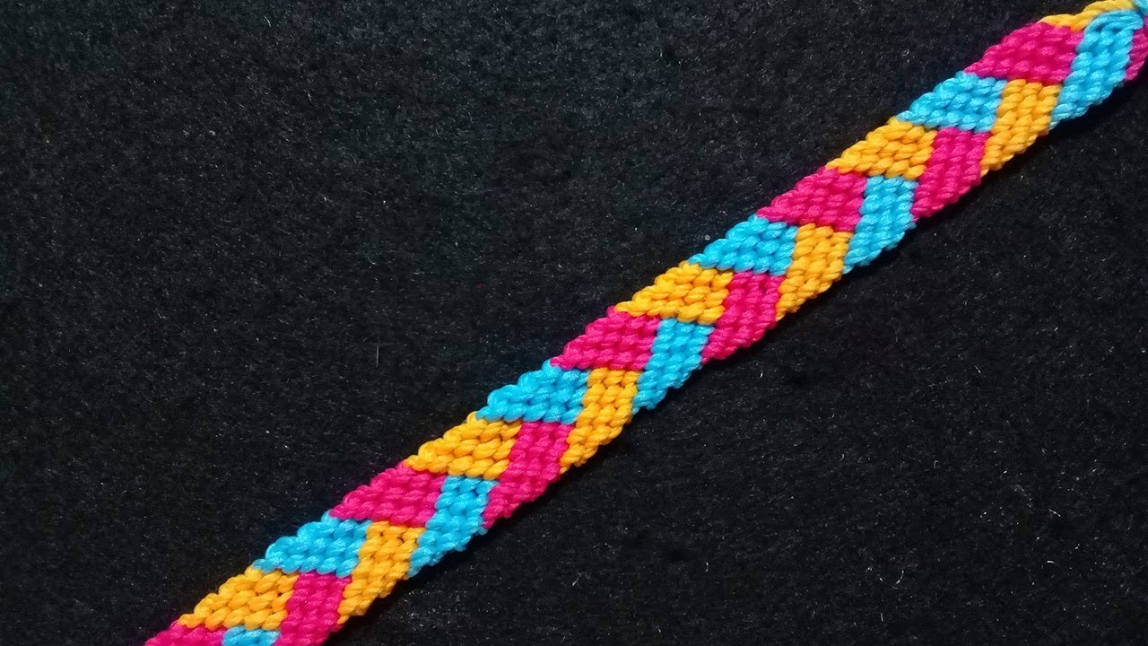 Membuat gelang motif kepang tumpuk dari benang//Macrame bracelet//Braid