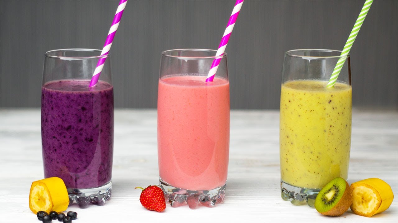 3 самых простых рецепта смузи! 🥝🍌🍓 Вкусно и очень быстро!