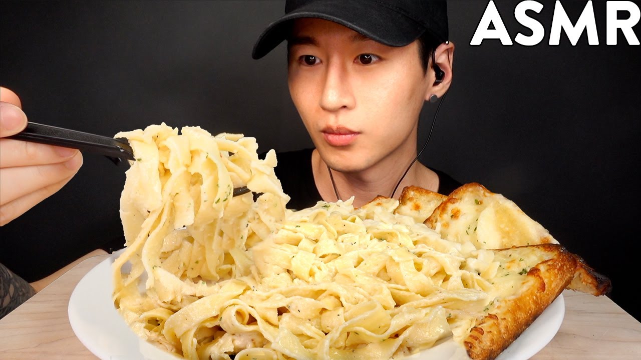 ASMR FETTUCCINE ALFREDO MUKBANG (No Talking) EATING SOUNDS | Zach Choi ASMR