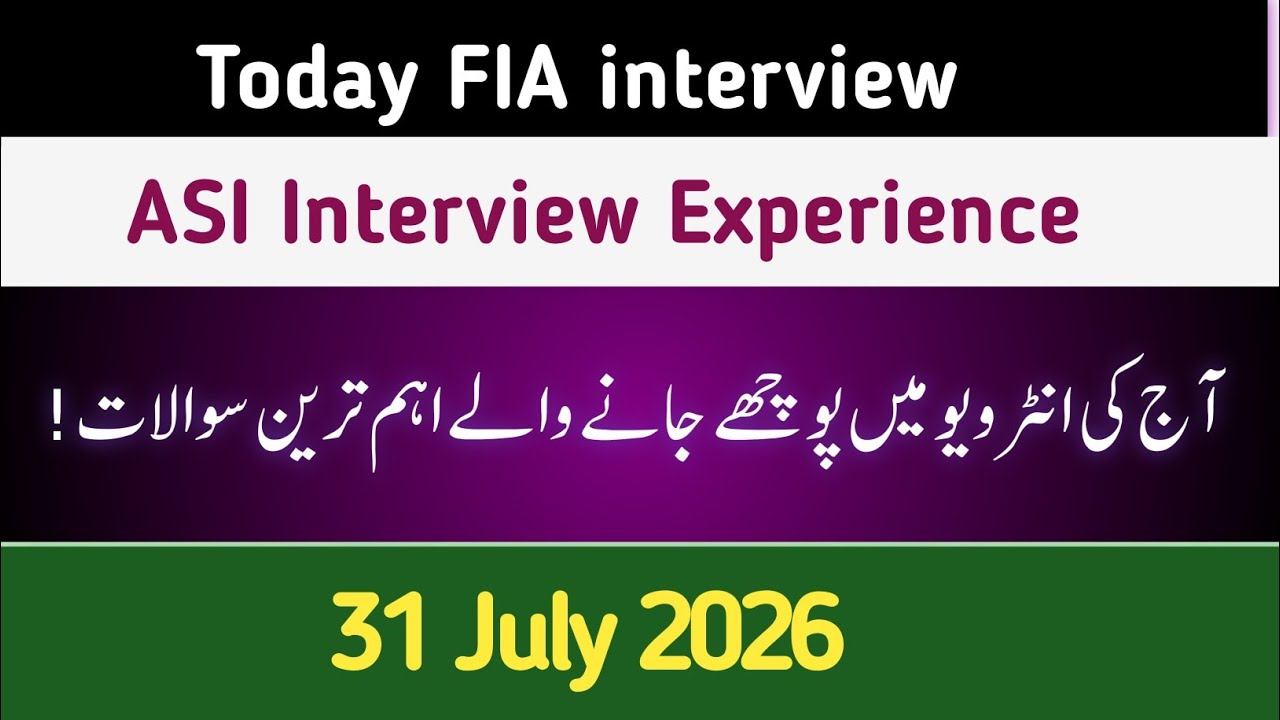 FIA ASI Interview Questions Today| 31 July 2026 Experience interview 