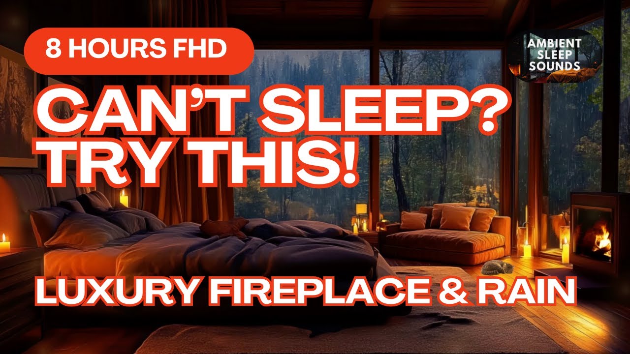8 Hour Luxury Mountain Bedroom with Fireplace & Rainy Forest | Deep Sleep Ambience (no ads)