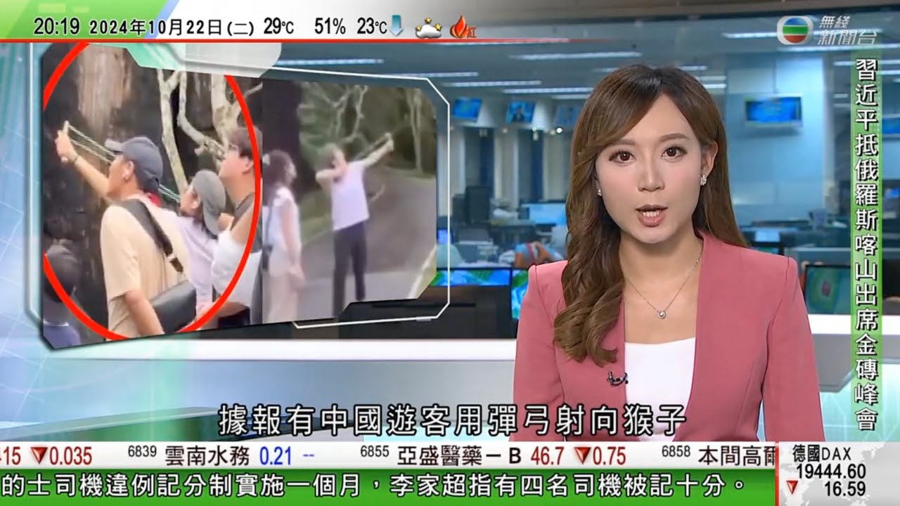 無綫TVB 730一小時新聞｜芭堤雅動物園據報有中國遊客用彈弓射猴子 園方不排除採取法律行動｜美國大選賀錦麗獲利茲切尼倒戈站台 兩黨候選人爭游離選民支持｜中方據報同意恢復進口日本錦鯉｜20241022