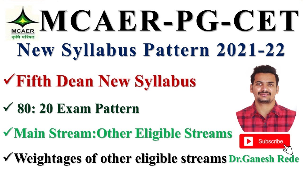 MCAER PG CET 2021|New Syllabus|Fifth Dean Syllabus|New Exam PatternMSc Agri|Horti|Forstry|PHM|ABM