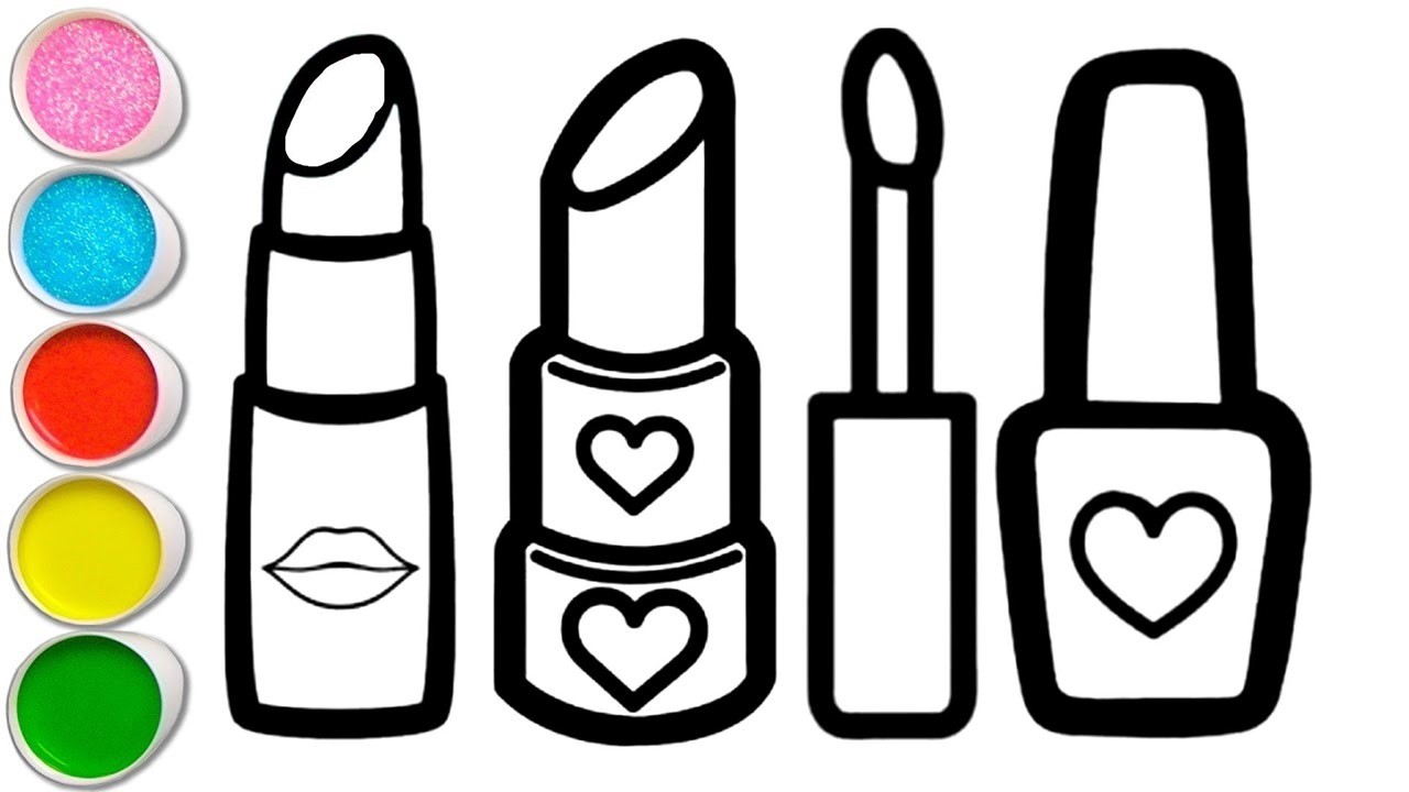 Lipstick Nail Polish Drawing for kids, Painting & Coloring for kids, Toddlers | Let's Draw Together