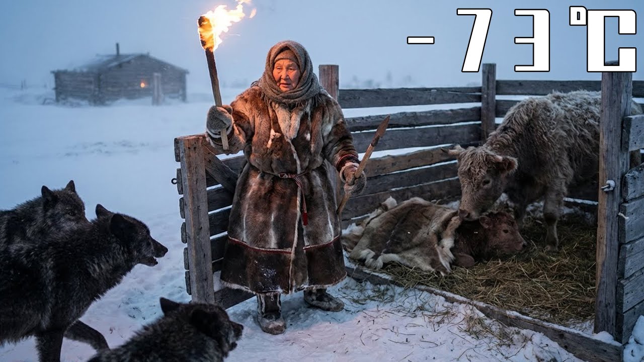 -73°C Blizzard Night: 80-Year-Old Widow Protects a Pregnant Cow and Newborn from Wolves