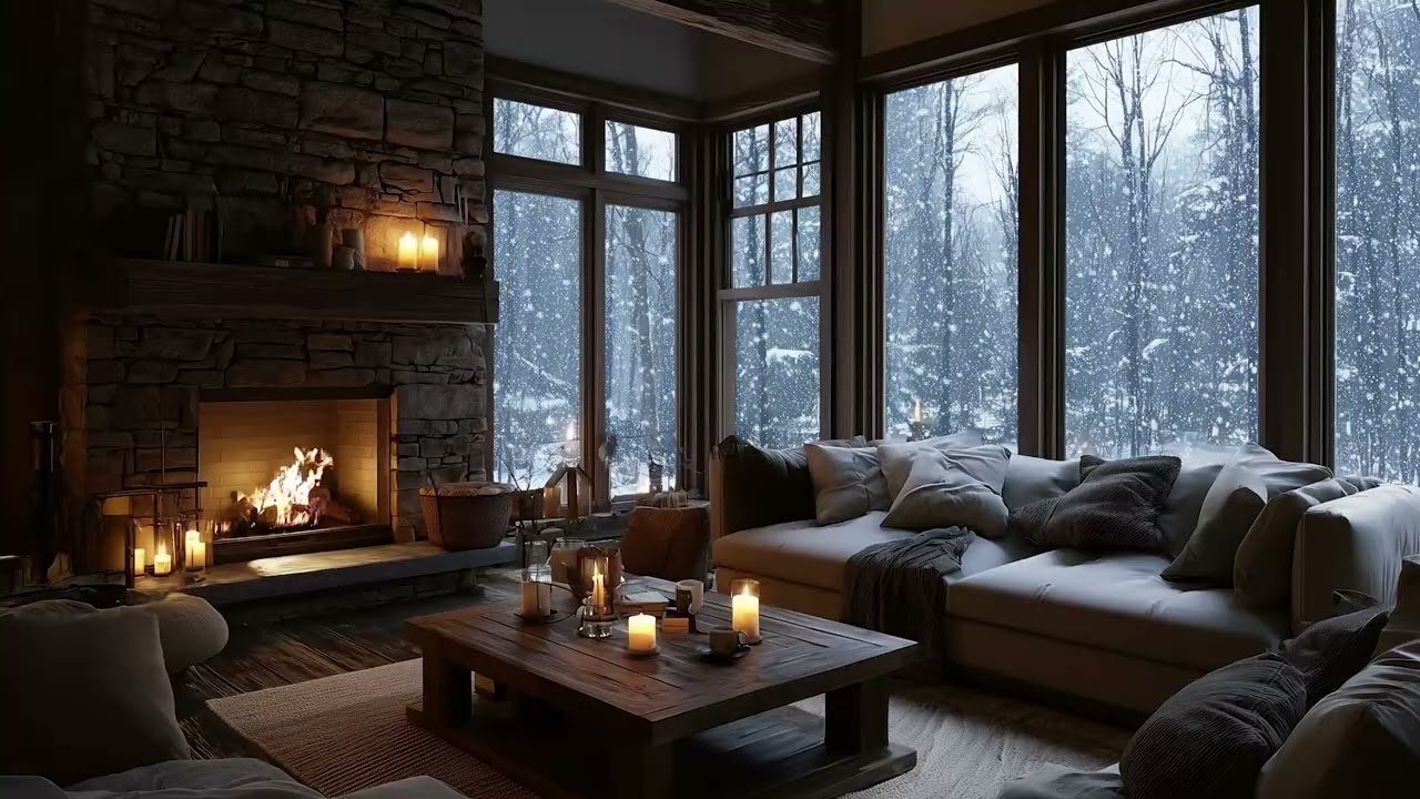 Winter Wind & Fireplace Crackle 🔥 Sleep Instantly with Nature White Noise Sounds