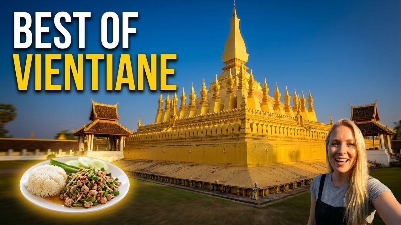 Vientiane in 1 Day: Pha That Luang, walking, LAO FOOD/ VLOG