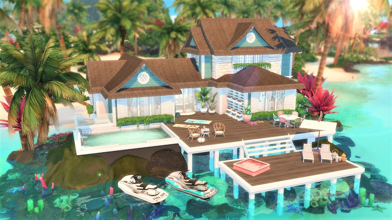 Large Family Beach Villa | (no cc) The Sims 4 Speed Build