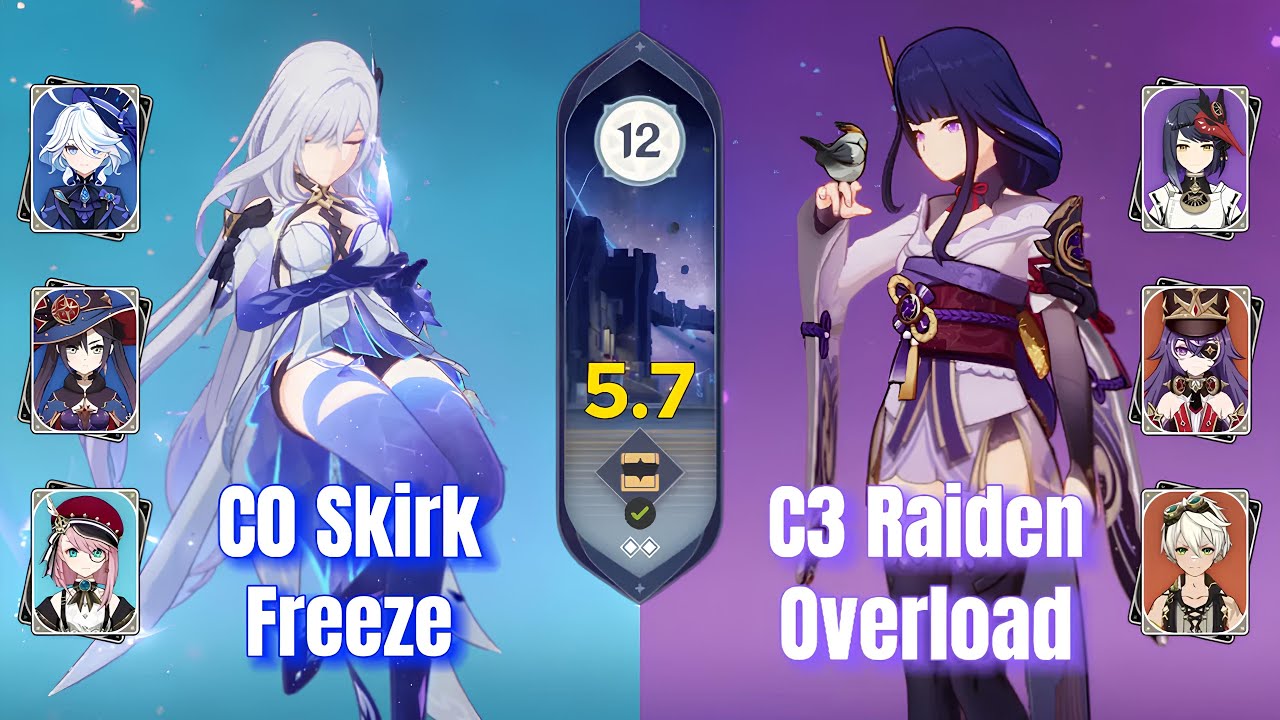 C0 Skirk Freeze & C3 Raiden Overload - Spiral Abyss 5.7