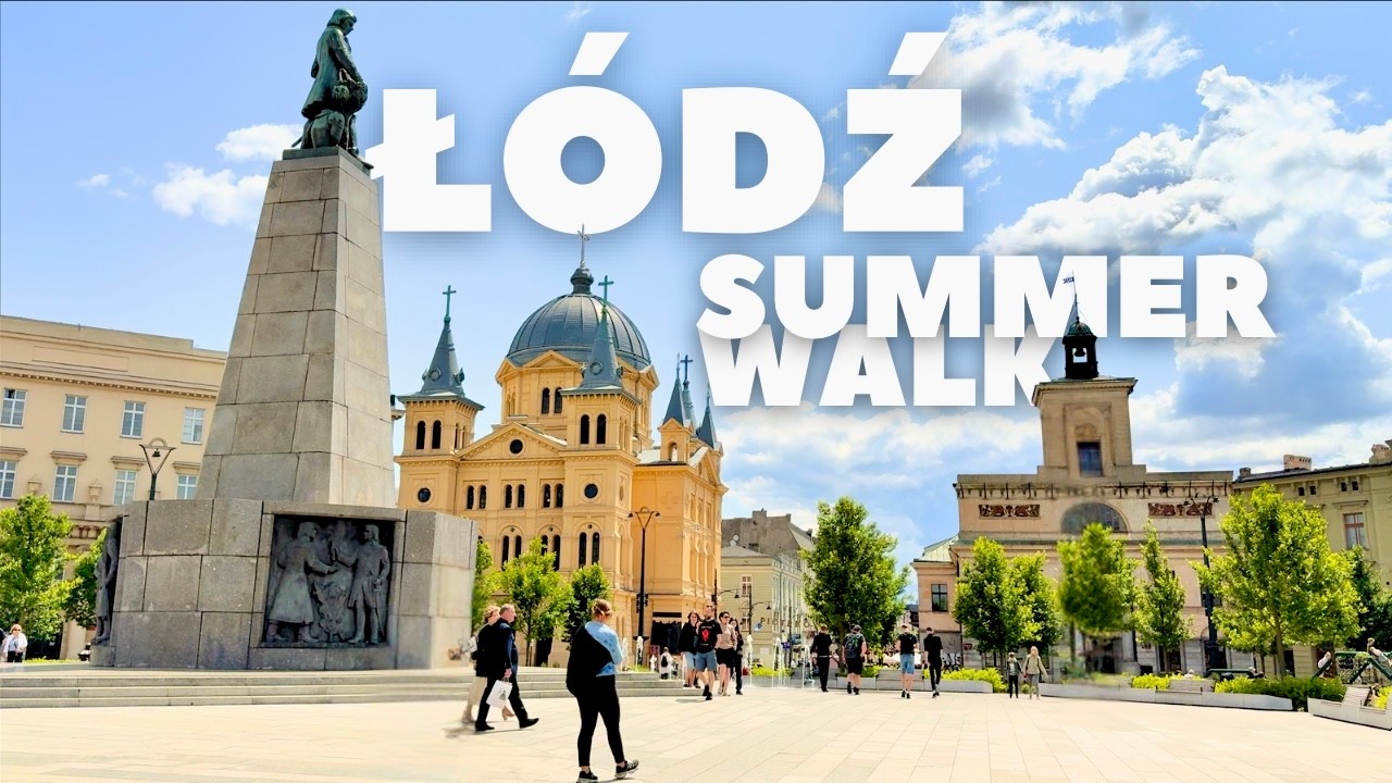 SUMMER Walk in ŁÓDŹ, Poland (Piotrkowska Street) | 4K, 60fps HDR