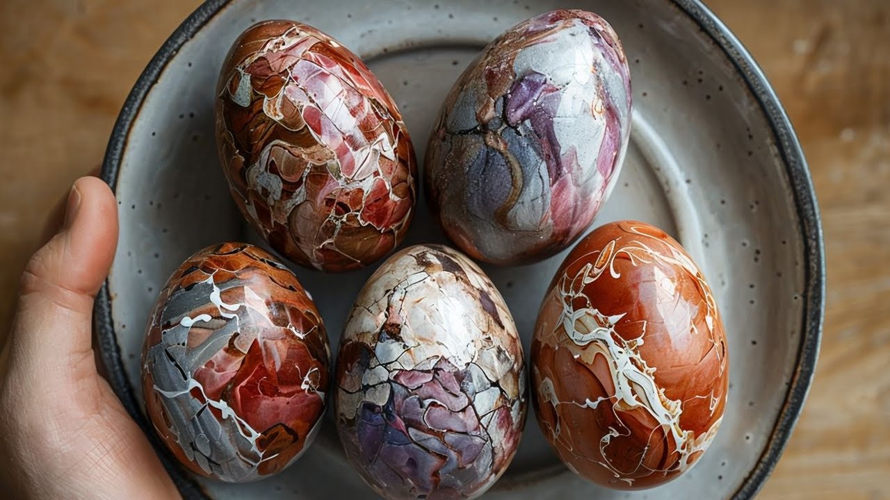 Eine unglaublich natürliche Art, Eier mit Marmelade und Zwiebelschalen zu färben! Ohne Farbstoffe