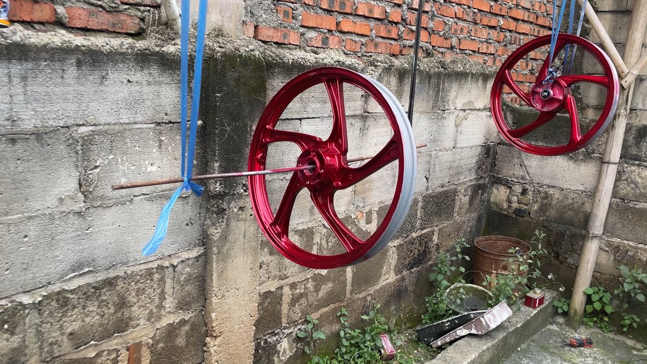 DIY REPAINT CAT VELG WARNA RED CANDY MERAH CANDY DI VELG SUZUKI TITAN SMASH DIPASANG DI SATRIA 2 TAK