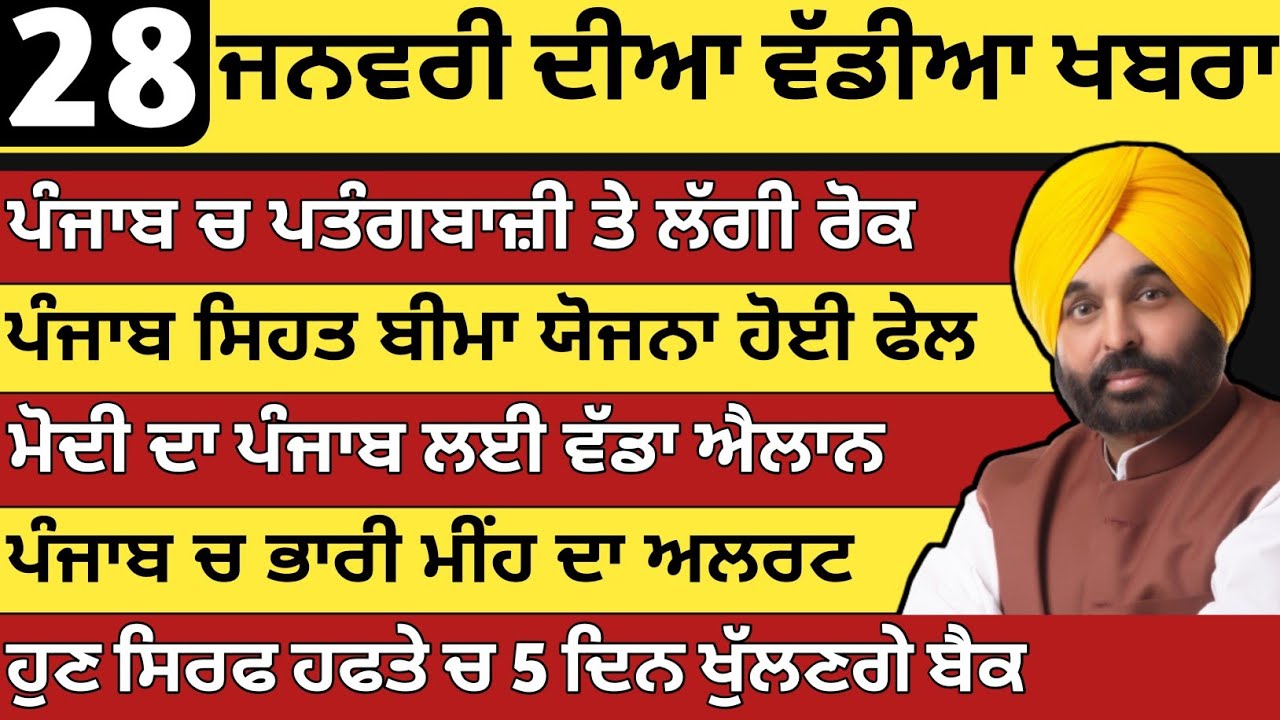 ਪੰਜਾਬ ਦੀਆ ਵੱਡੀਆ ਖਬਰਾ | 28-1-2026 | Punjab News Today | 28 january |Punjabi Kabran |BREAKING News