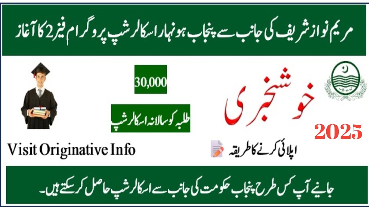 Punjab Govt Honhaar Scholarship 2025 Phase 2 | Maryam Nawaz Scholarship Program | CM Punjab Scheme