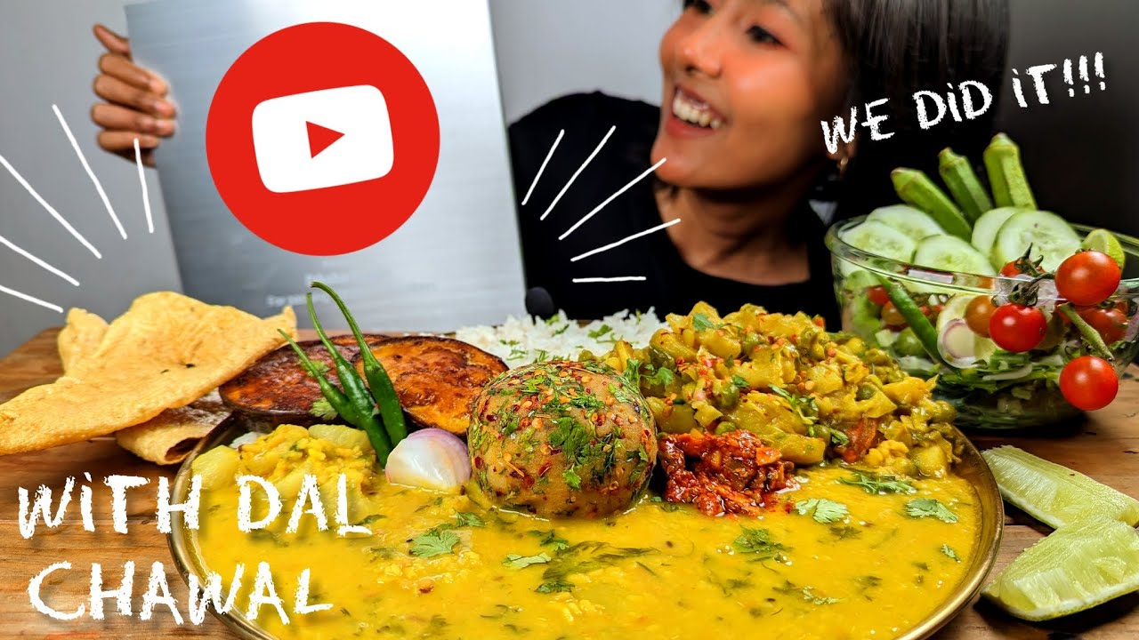🔥 EATING MOOLI DAL, CHAWAL, ALOO BHORTA, BEGUN BHAJA, GOBHI ALOO MATAR SABJI, SALAD MUKBANG 🔥