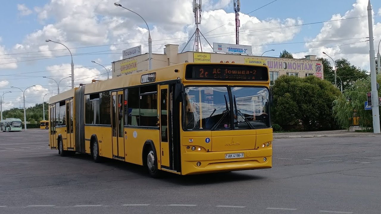 Поездка на автобусе МАЗ-105 (Маршрут: 2с, Ст. М. Тр. Завод - ДС Лошица-2)
