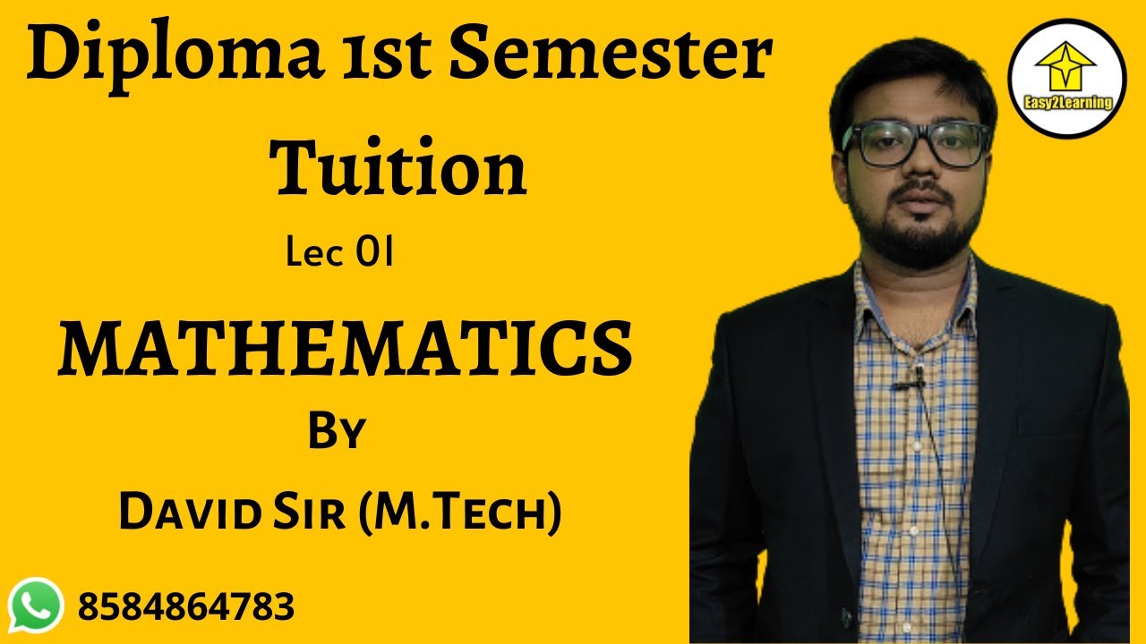 Diploma 1st Sem Tuition | Mathematics Lec 01 By David Sir | By Easy2Learning