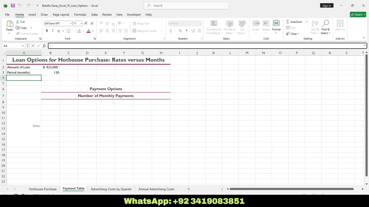 Excel_7E_Loan_Options | Excel 7E Loan Options | 100% Grades