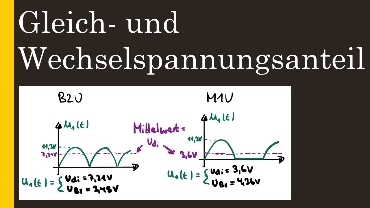 Netzgerät Teil 5: Gleichspannungsanteil und Wechselspannungsanteil bei Gleichrichtern M1U und B2U
