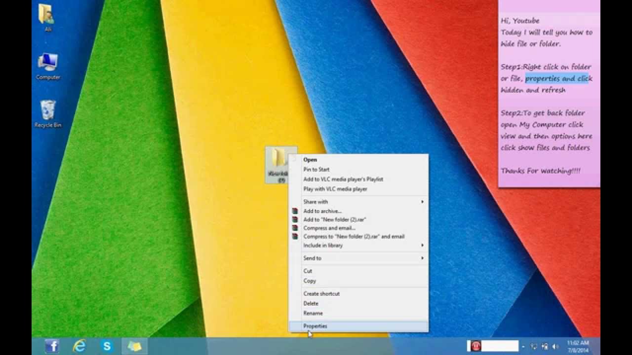 How to Hide files or folders in Windows 8