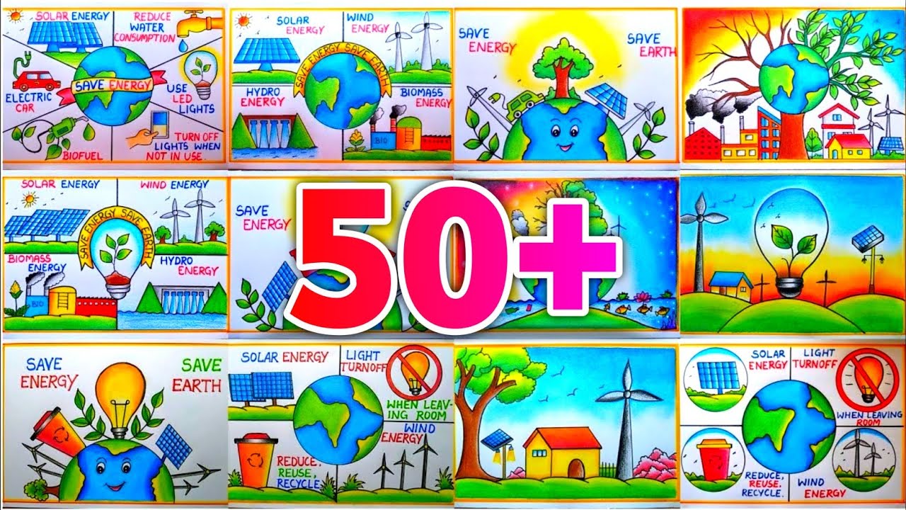 Energy conservation Day poster drawing| Save Energy save Earth drawing| Renewable Energy drawing