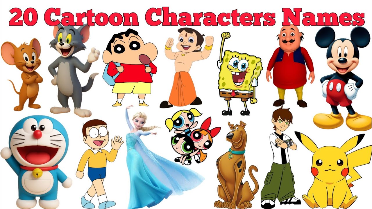 Learn 20 Cartoon Characters Names In English & Hindi With Fun Facts | Fun Learning For Children