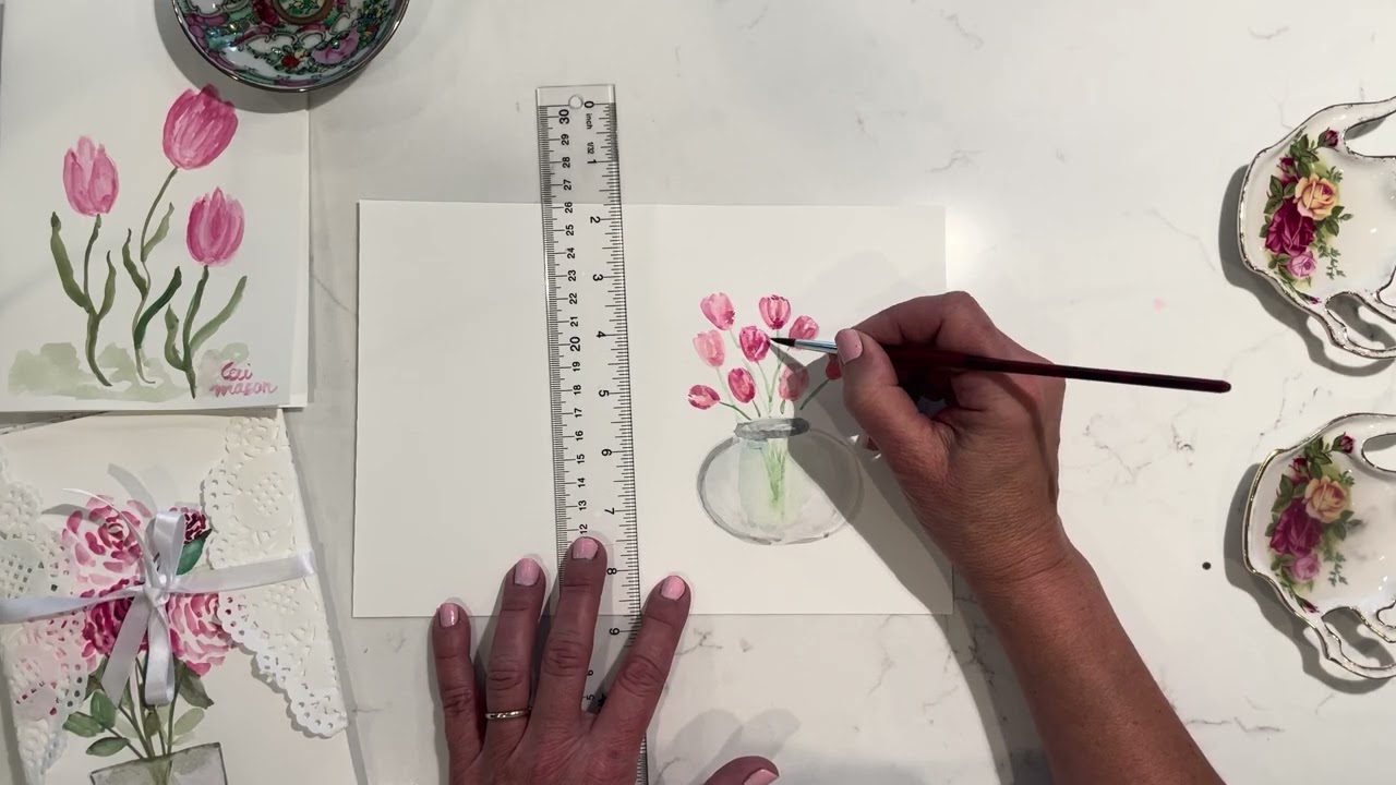 Watercolor Tulips | Paint a Floral Arrangement Keepsake Card with Ceci Mason
