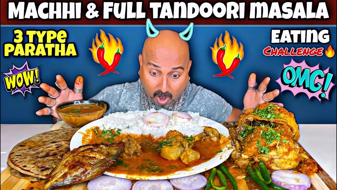 EATING MACCHI & FULL TANDOORI MASALA | ULHAS KAMATHE | CHICKEN EKG PIECE