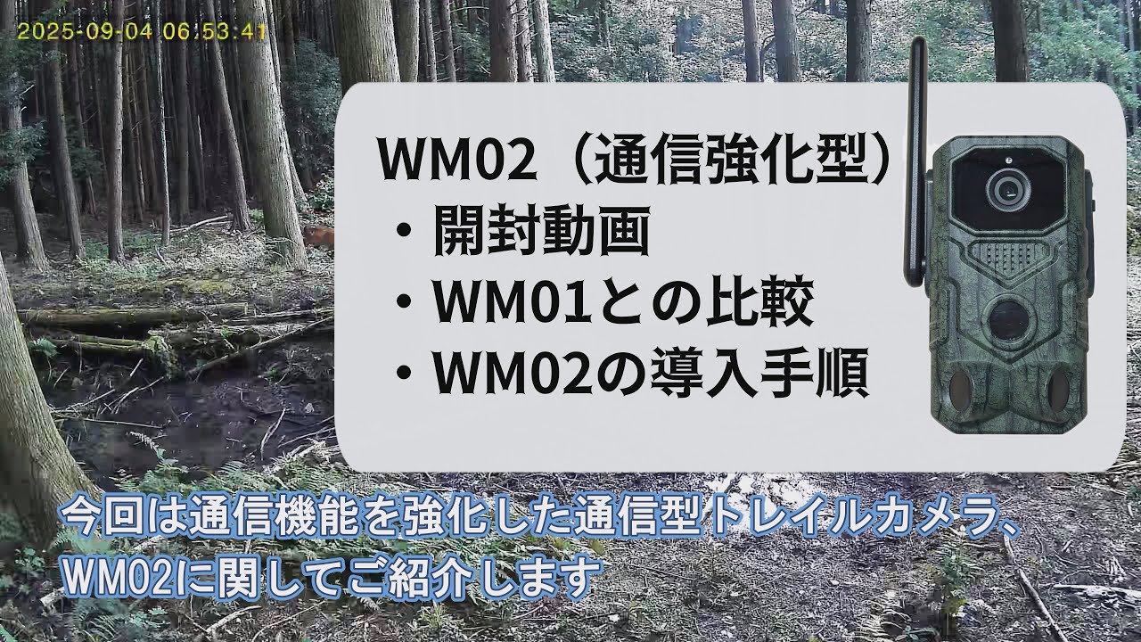 通信機能を強化した通信型トレイルカメラWM02に関する紹介動画